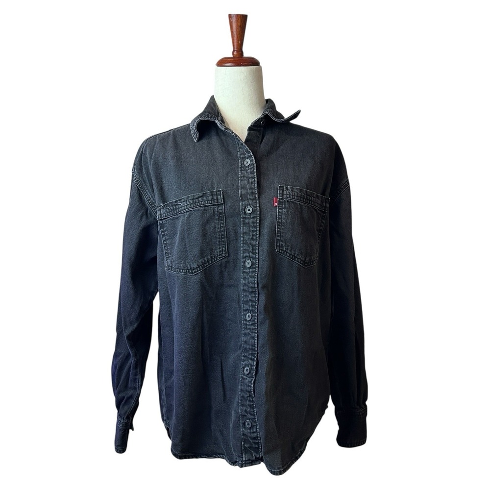 Levi's XS Denim Shirt Women's Black Remi Long Sleeve Top‎ Button Front Utility